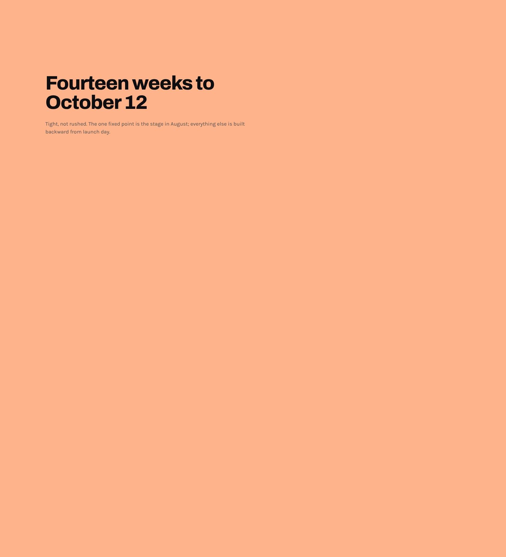 14-Week Production Roadmap to Launch Day