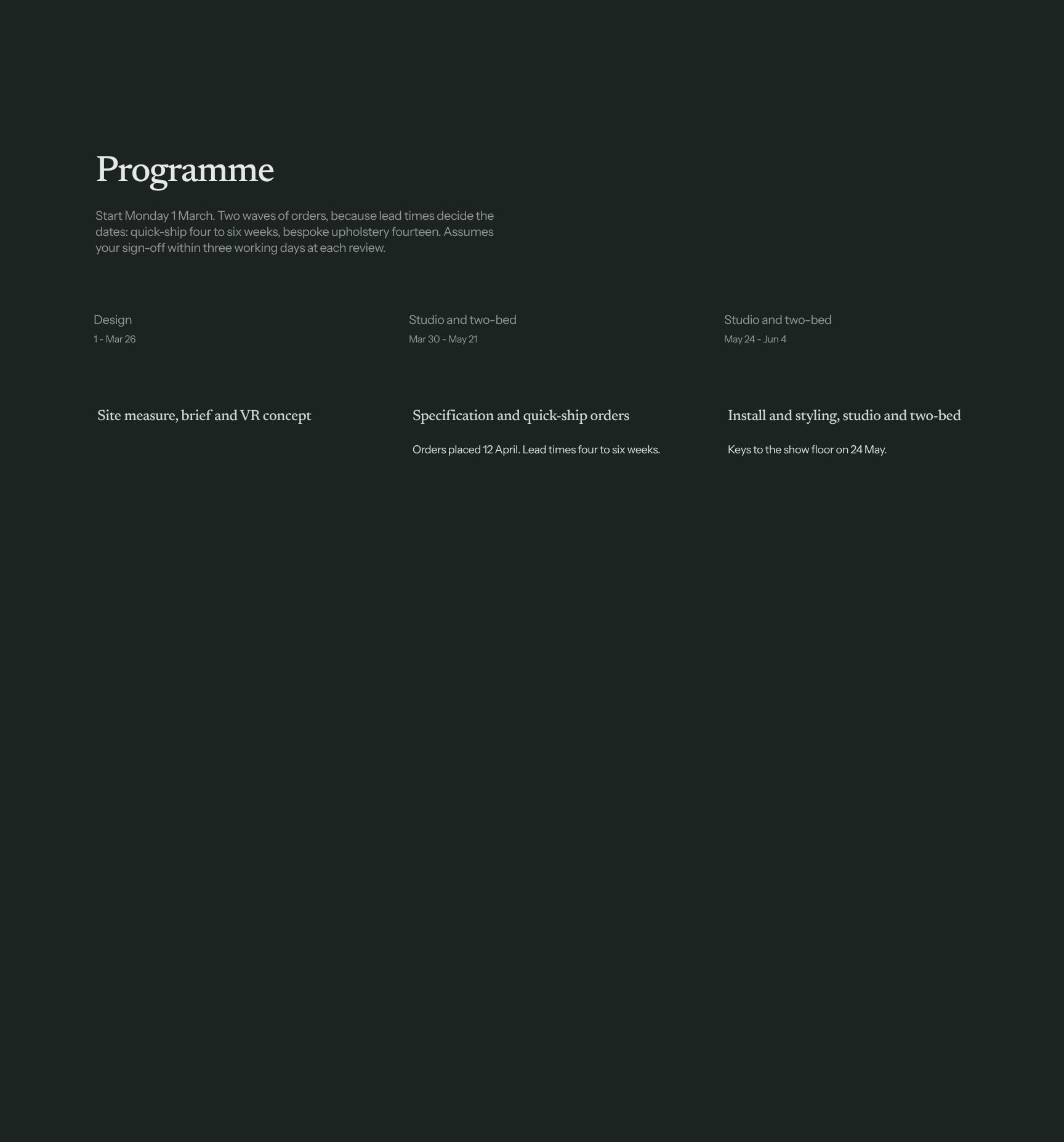Calendrier du projet et vagues de commande