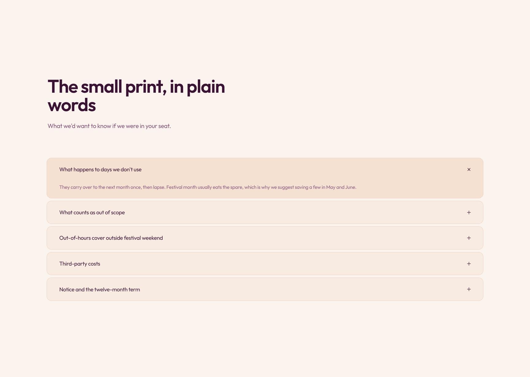 Plain-English Terms and Care Plan FAQs