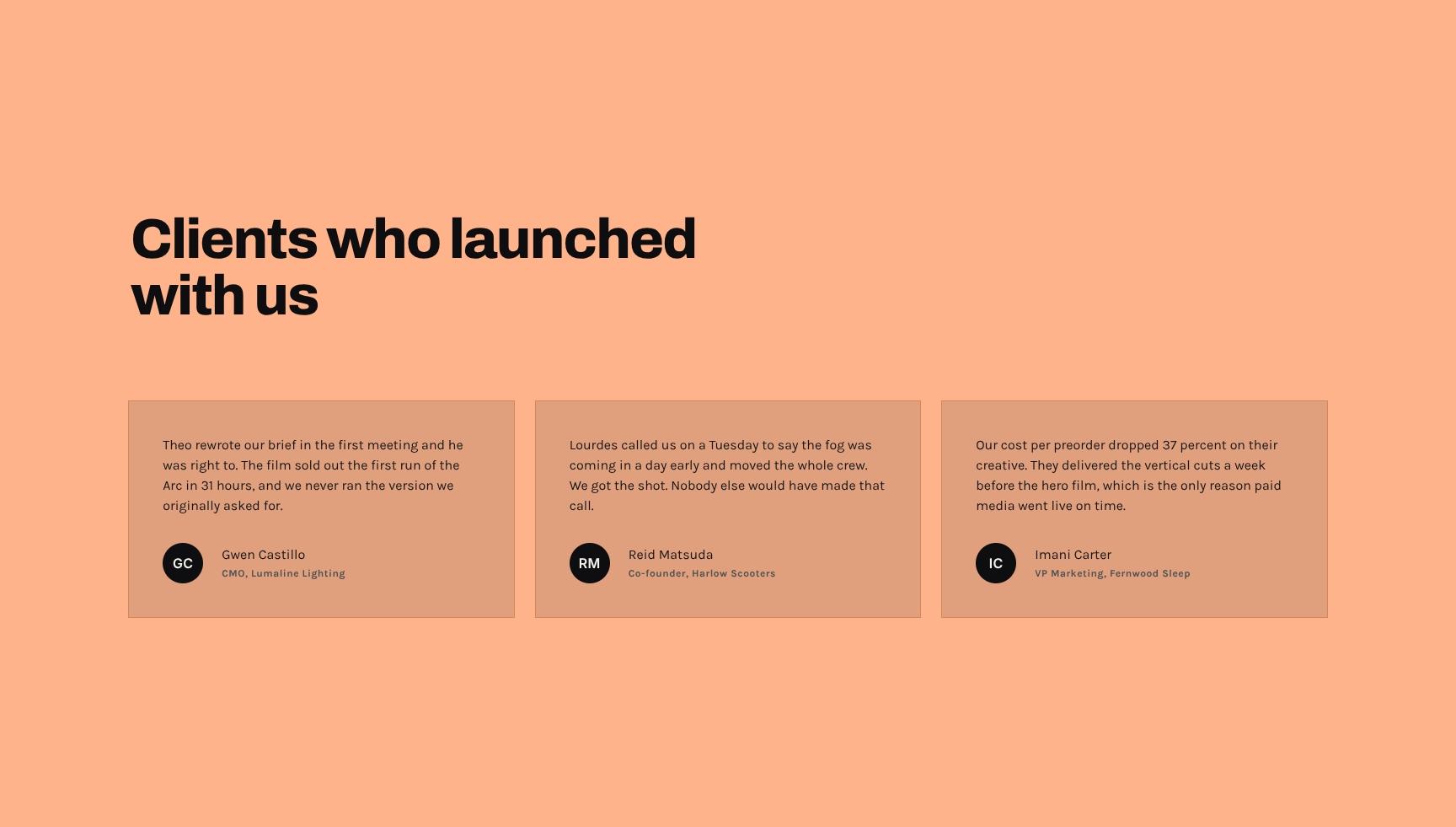 Client Testimonials from Successful Product Launches