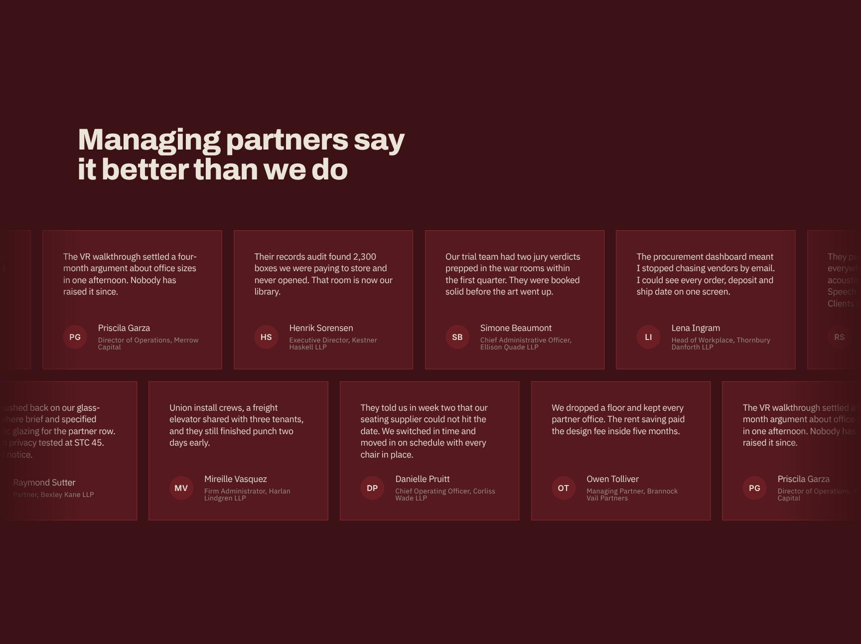 Client Testimonials from Law Firm Managing Partners