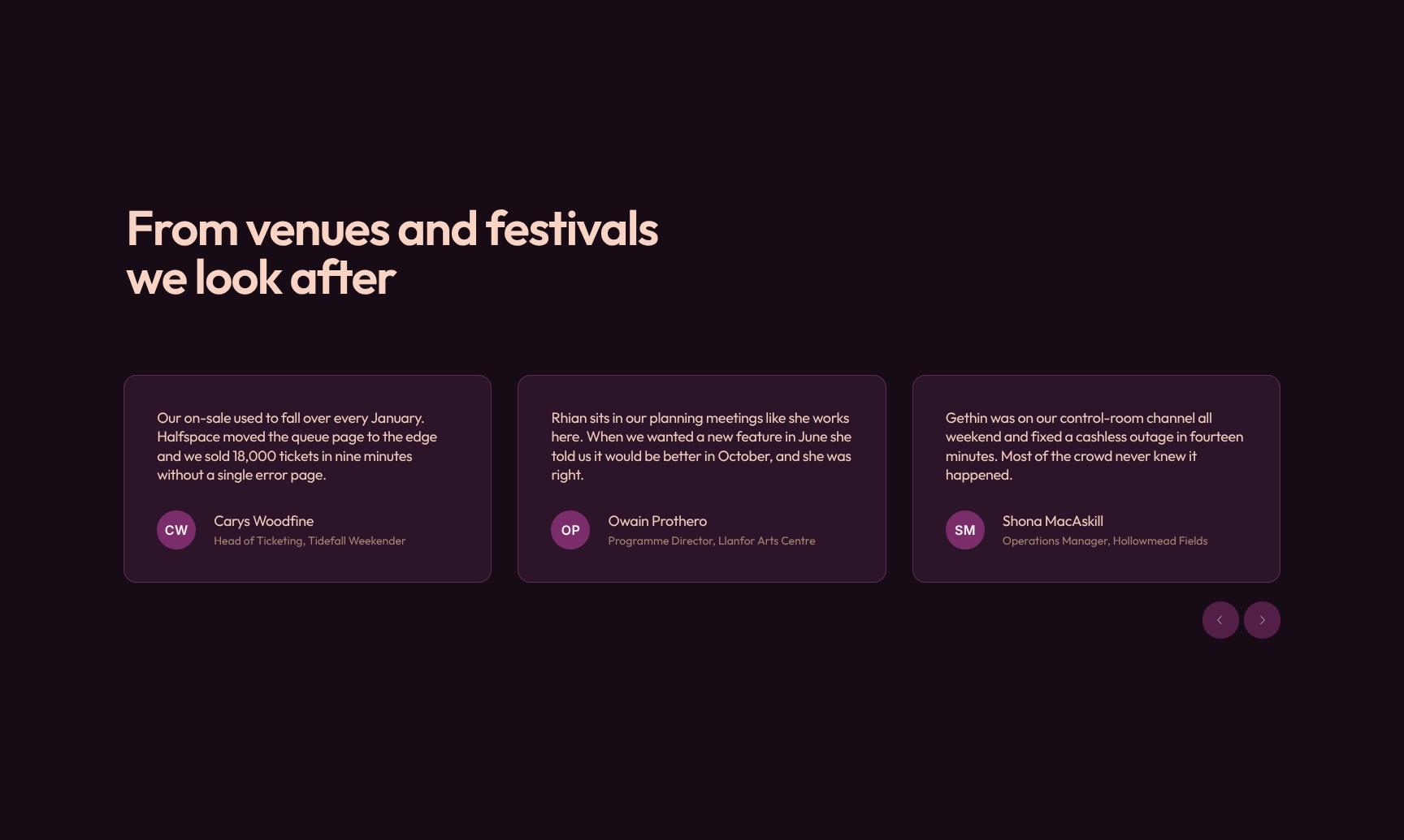 Festival and Venue Client Testimonials with Proven Results
