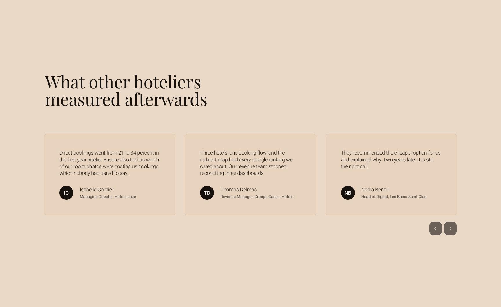 Hotelier Testimonials and Proven Direct Booking Results