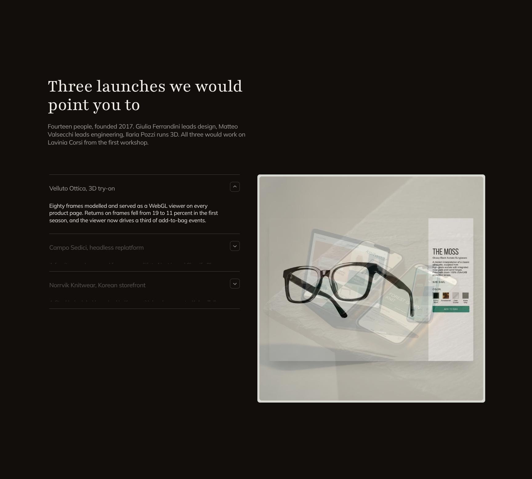 Selected Work and Team: Three Relevant Launch Case Studies