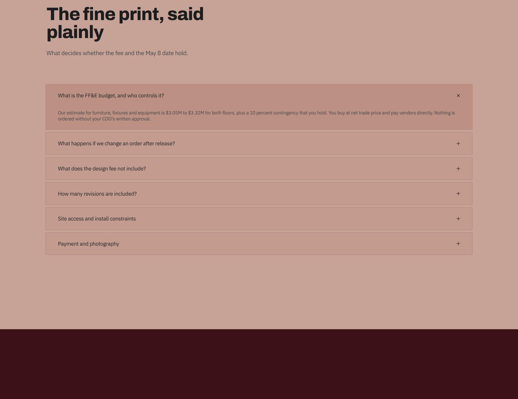 Terms, Assumptions and FAQ in Plain Language