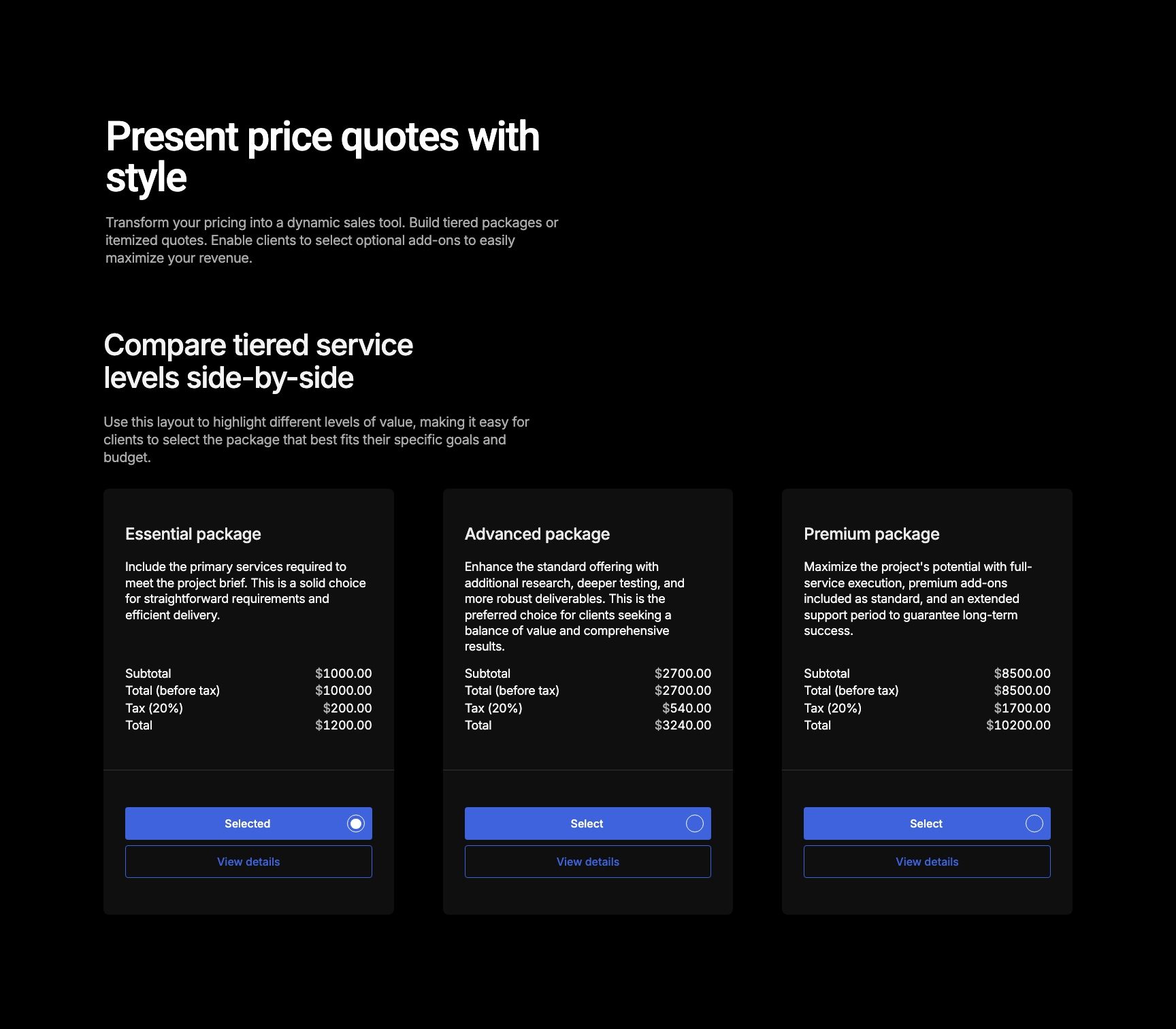 Tiered packages