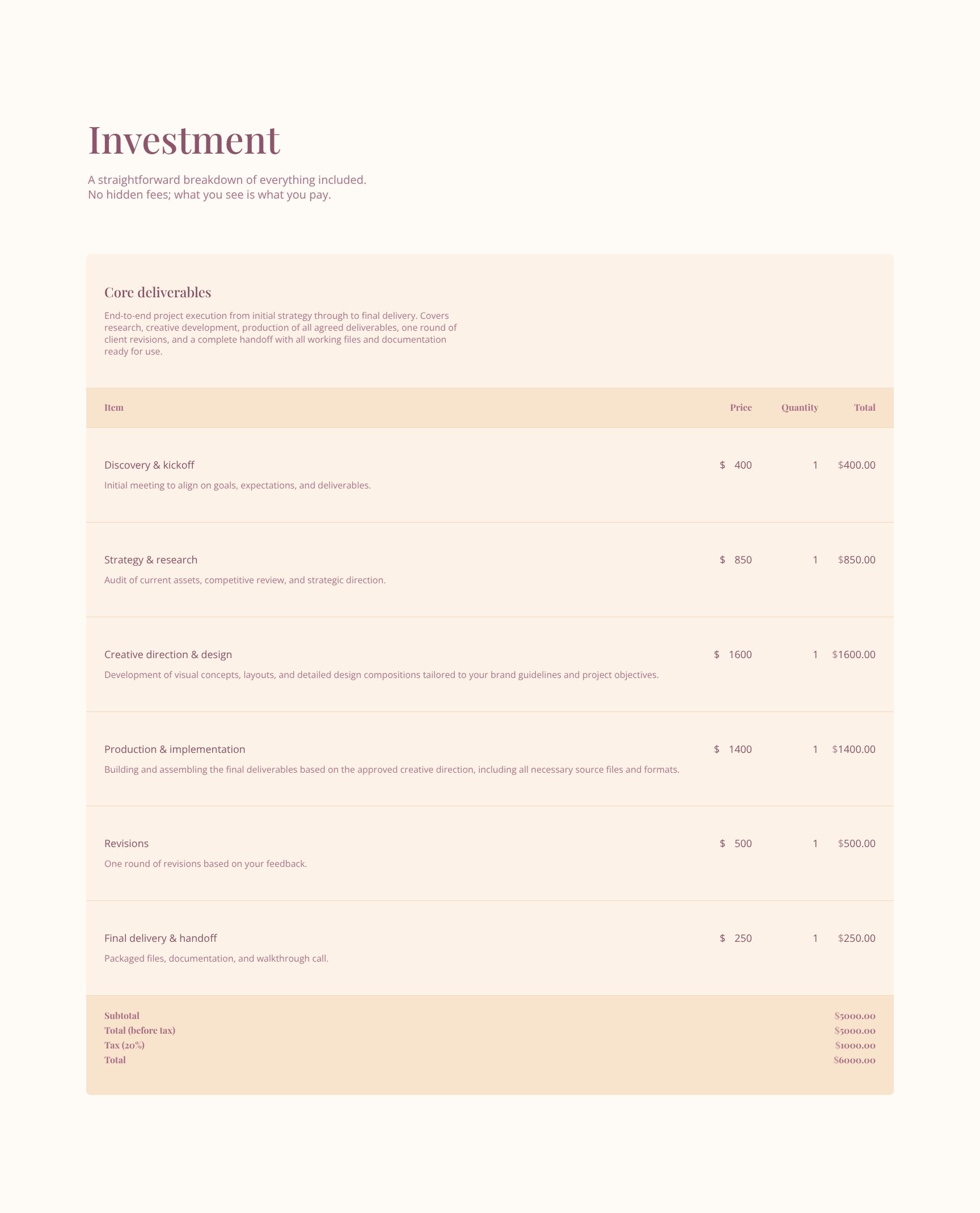 Transparent Pricing & Investment Details
