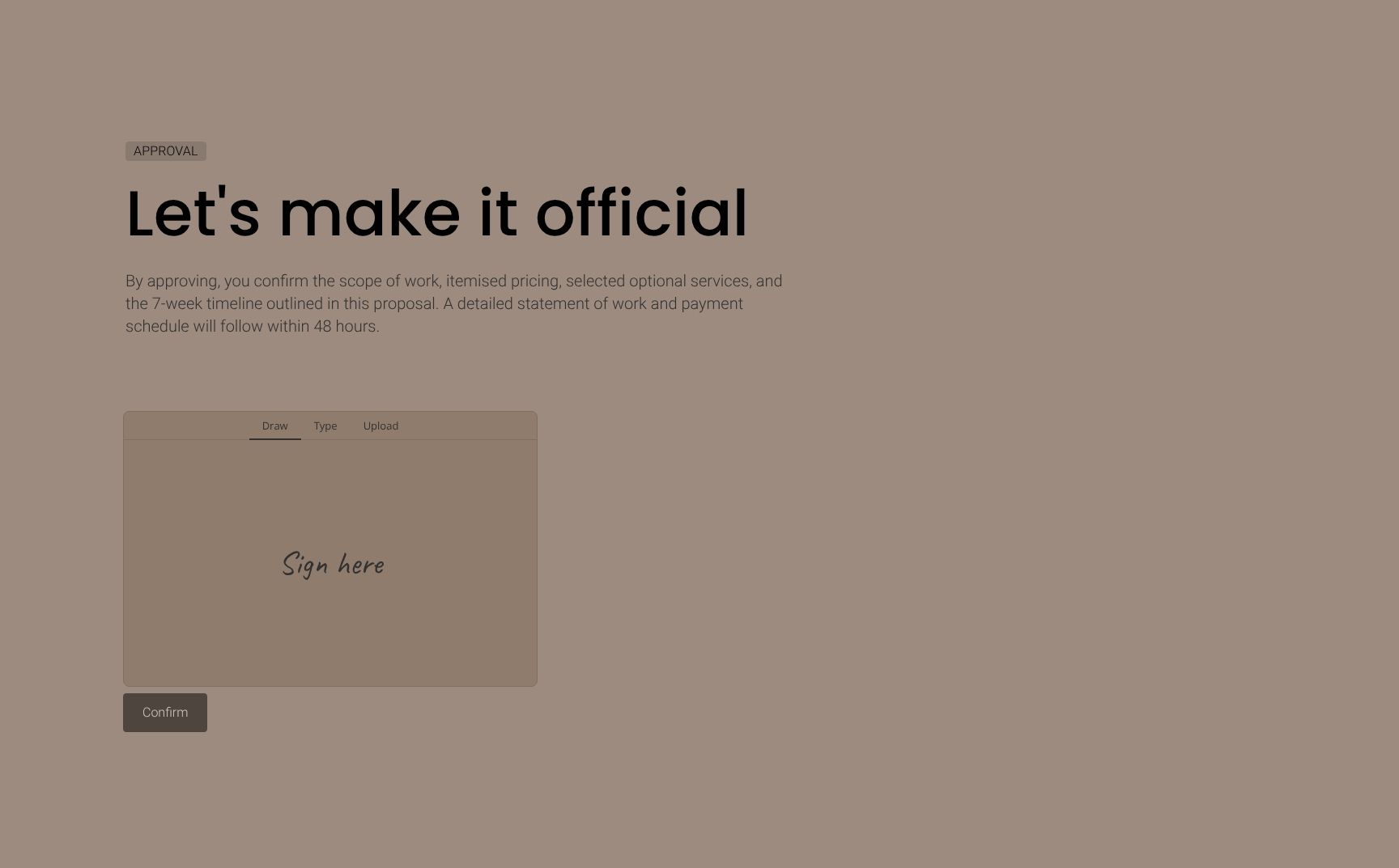 Formal Approval Section with Scope Confirmation