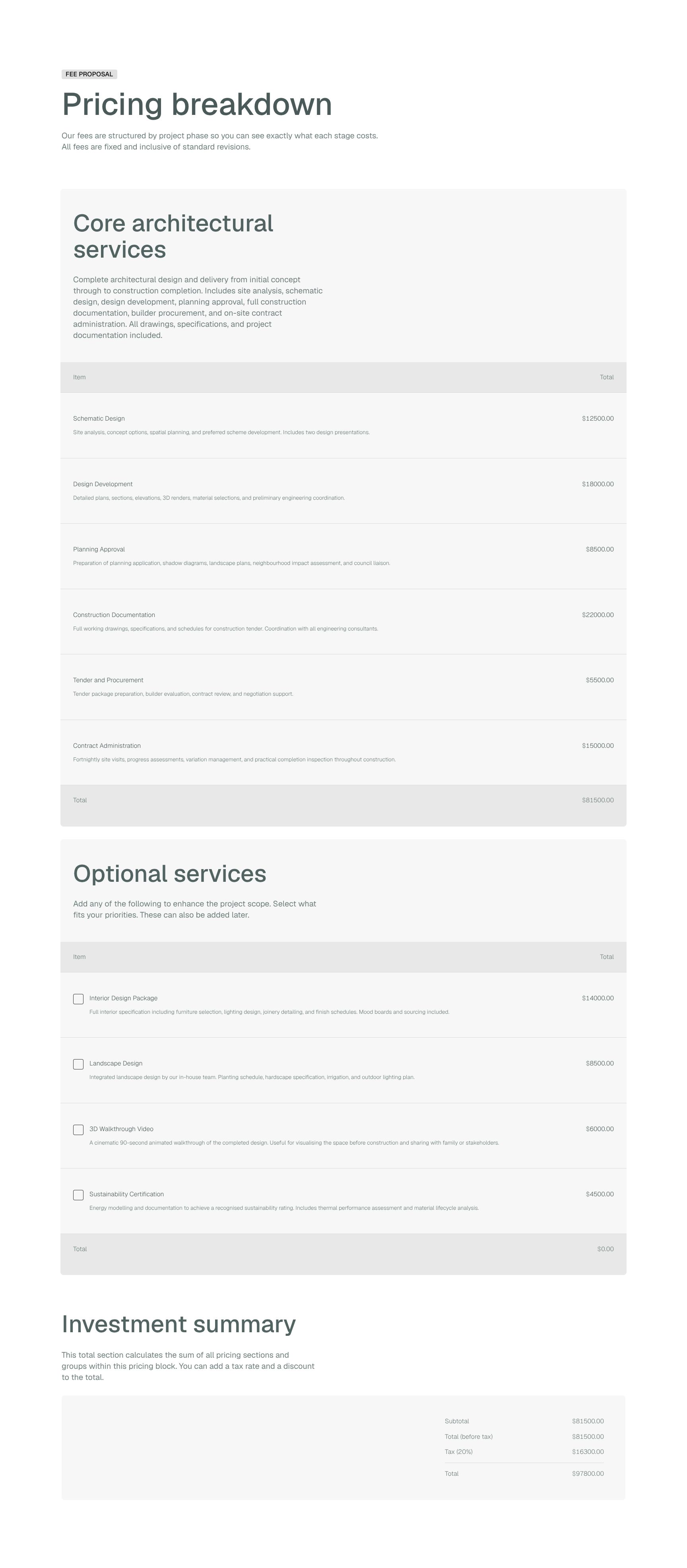 Transparent Fee Structure & Investment Breakdown