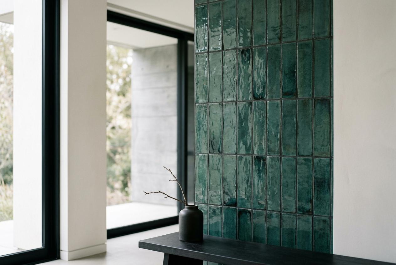 Ocean-green glazed tiles