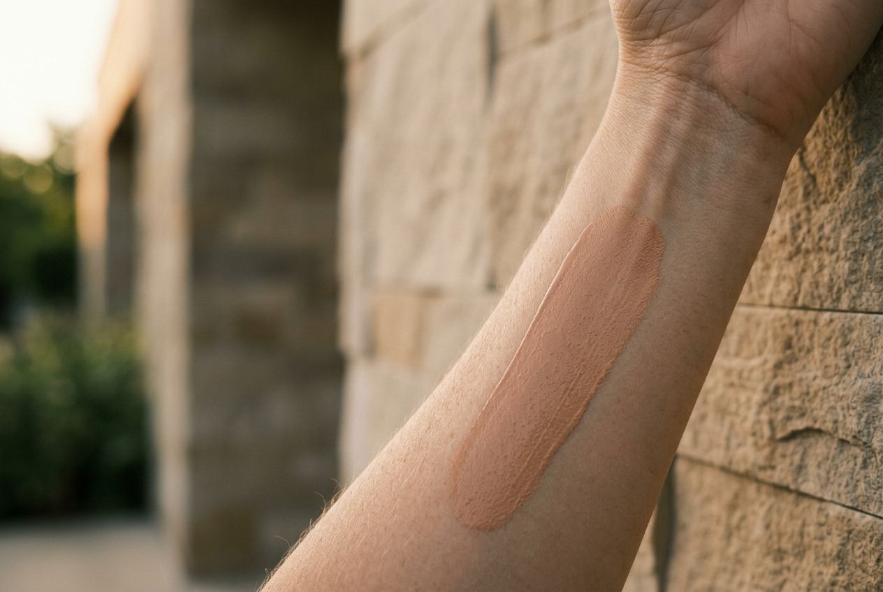Tinted lotion on a forearm