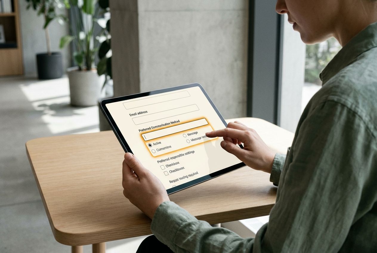 Accessible form on a tablet
