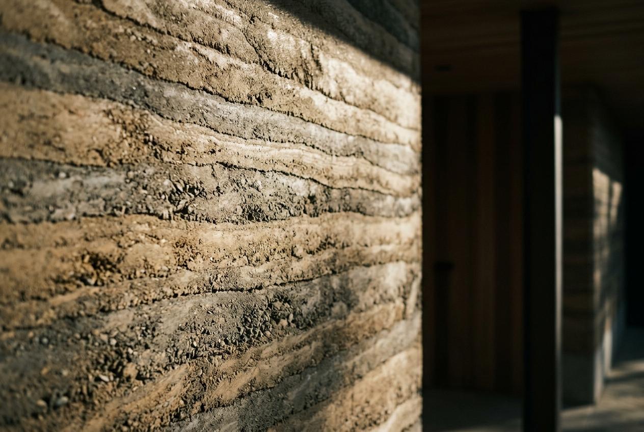 Rammed earth layers