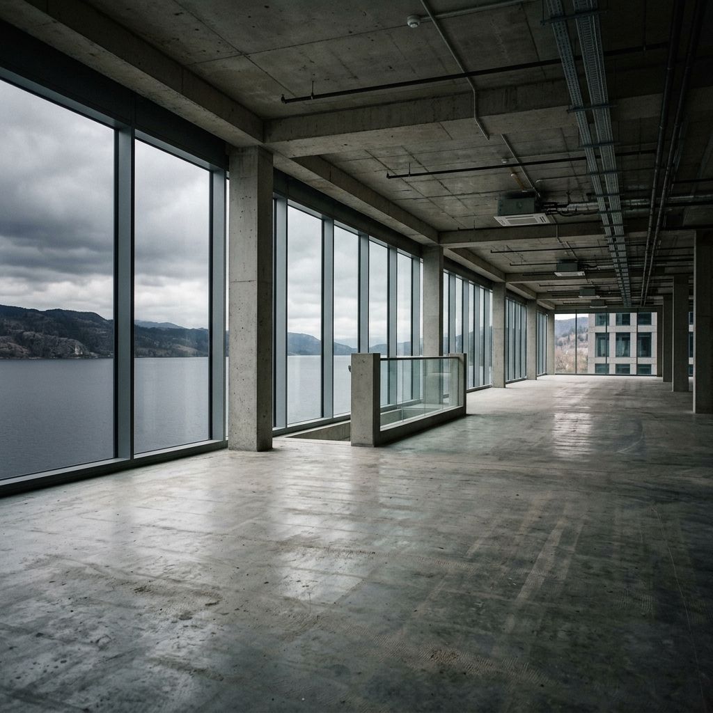 Open floor plate of a new tower before fit-out