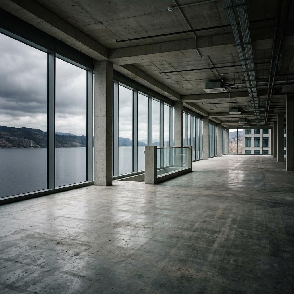 Open floor plate of a new tower before fit-out