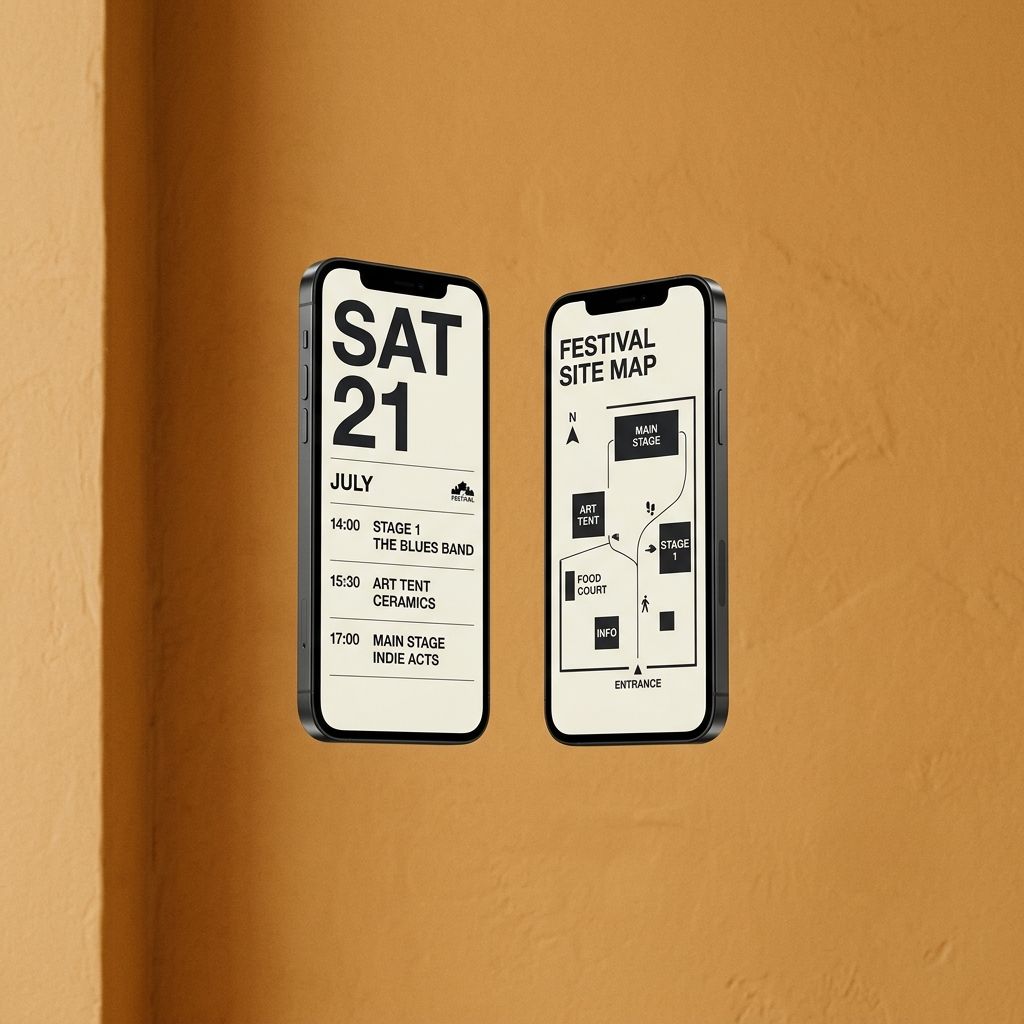 Biennale ticketing on two phones