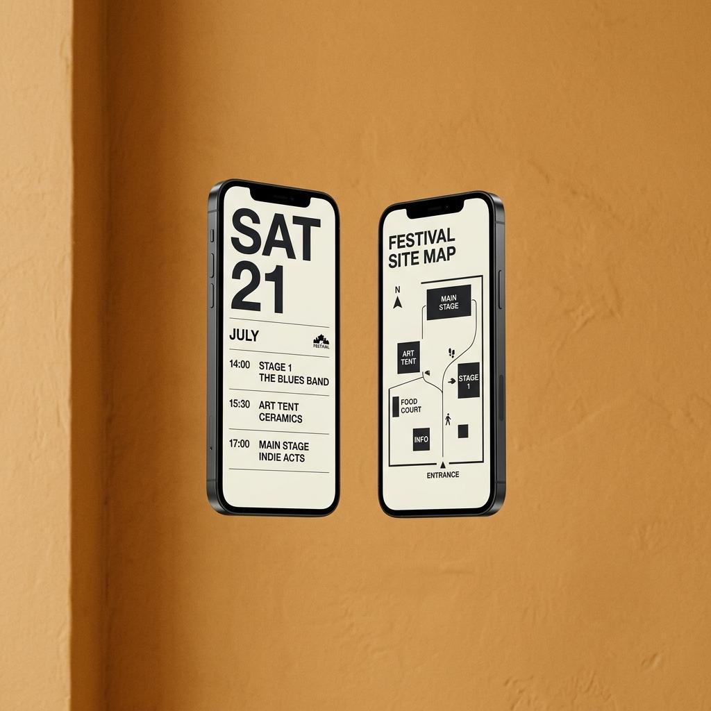 Biennale ticketing on two phones