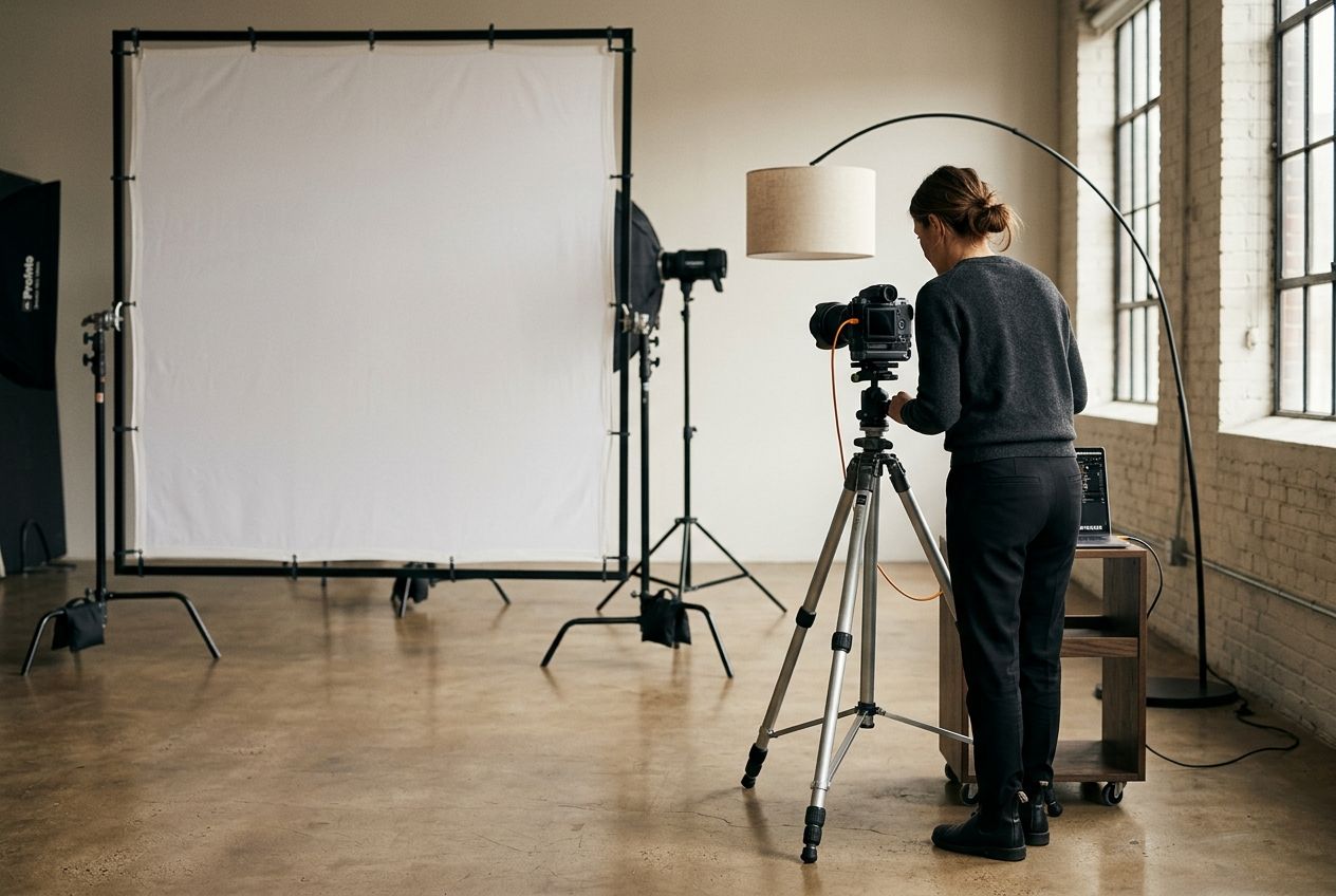 Photographer at a tethered camera