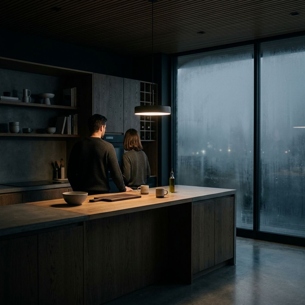 Calm kitchen at night