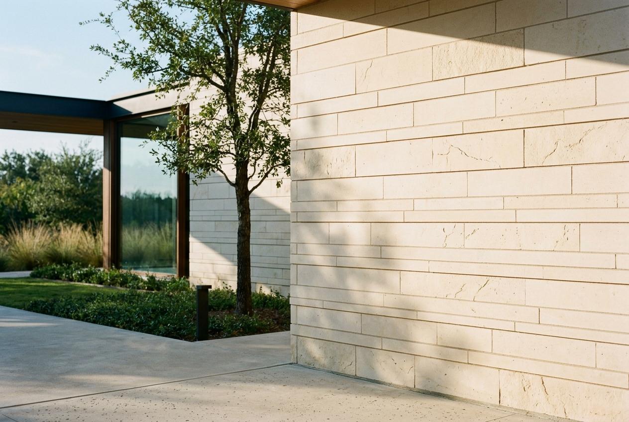 Sawn limestone wall