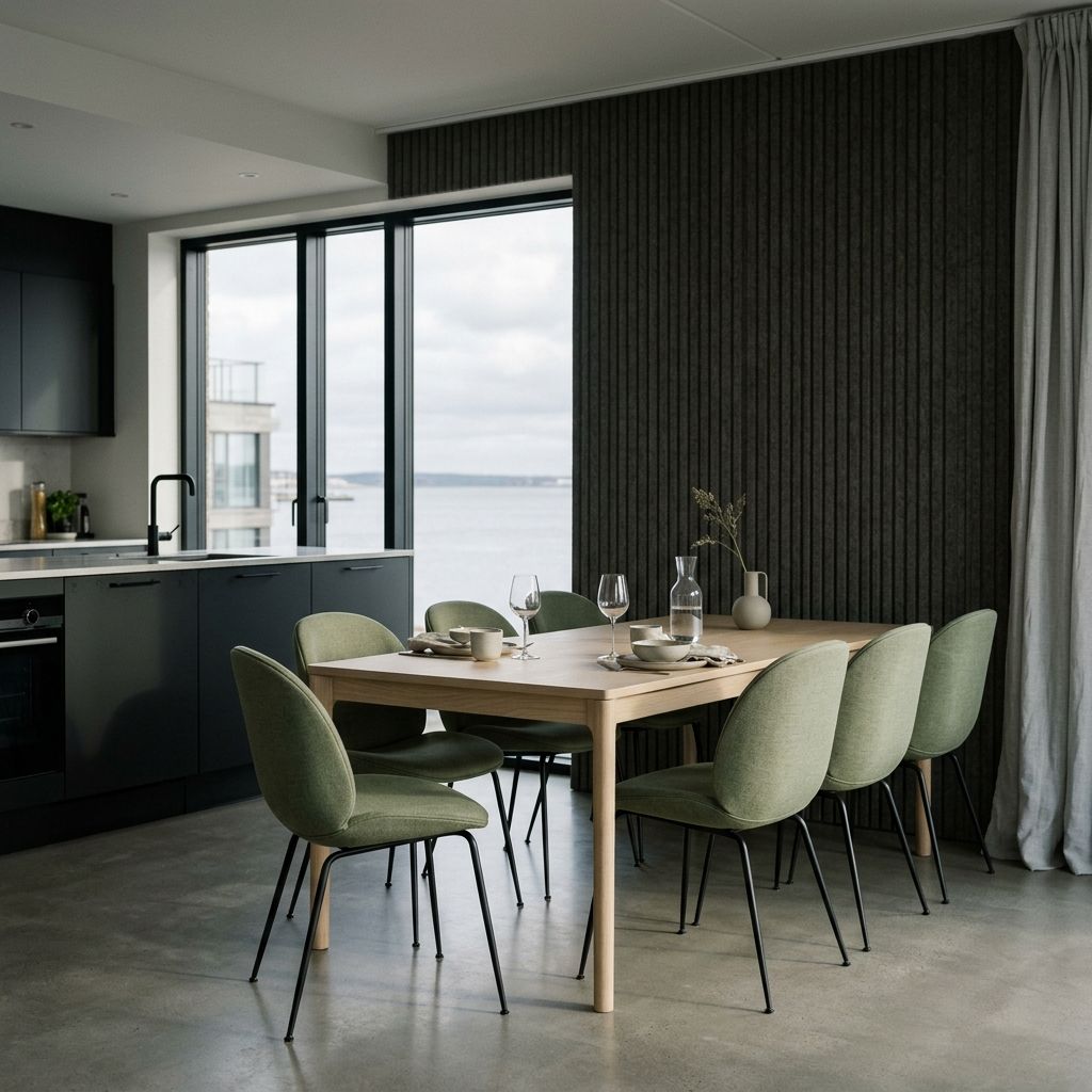 Two-bed apartment kitchen and dining area