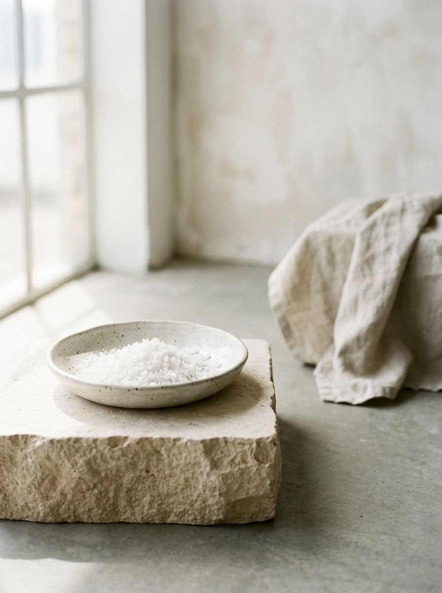 Sea salt on a stone plinth