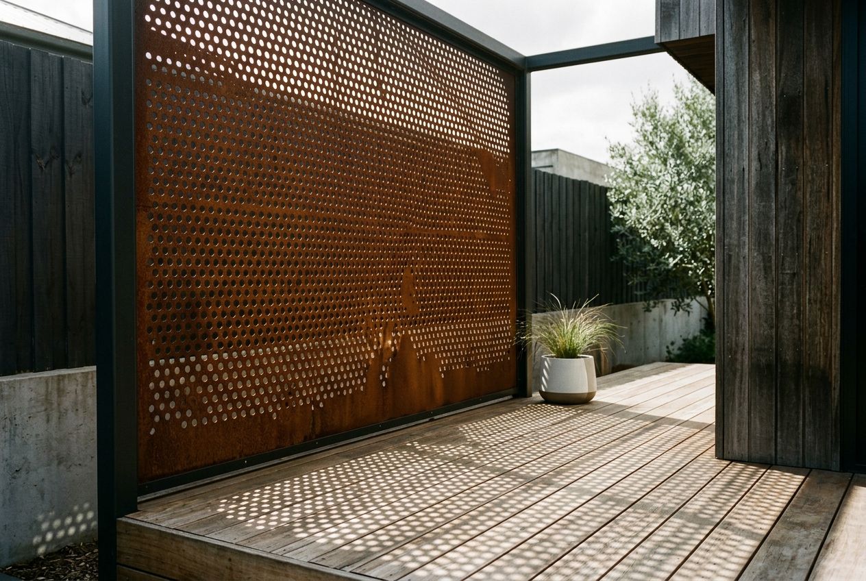 Weathering steel screen shadow