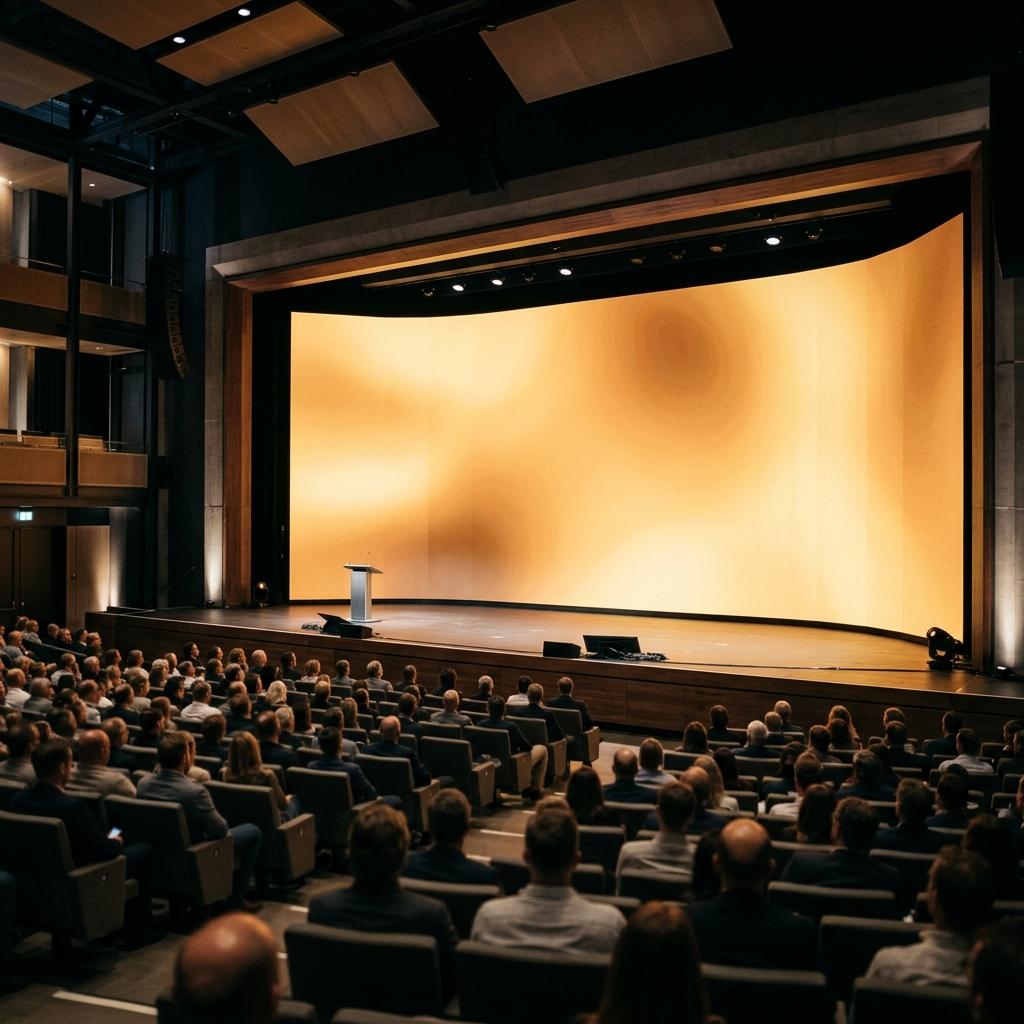 Conference stage with a large LED wall