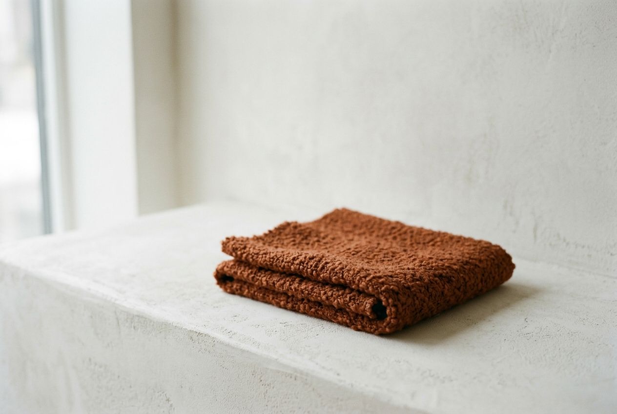 Rust boucle on limewash plaster