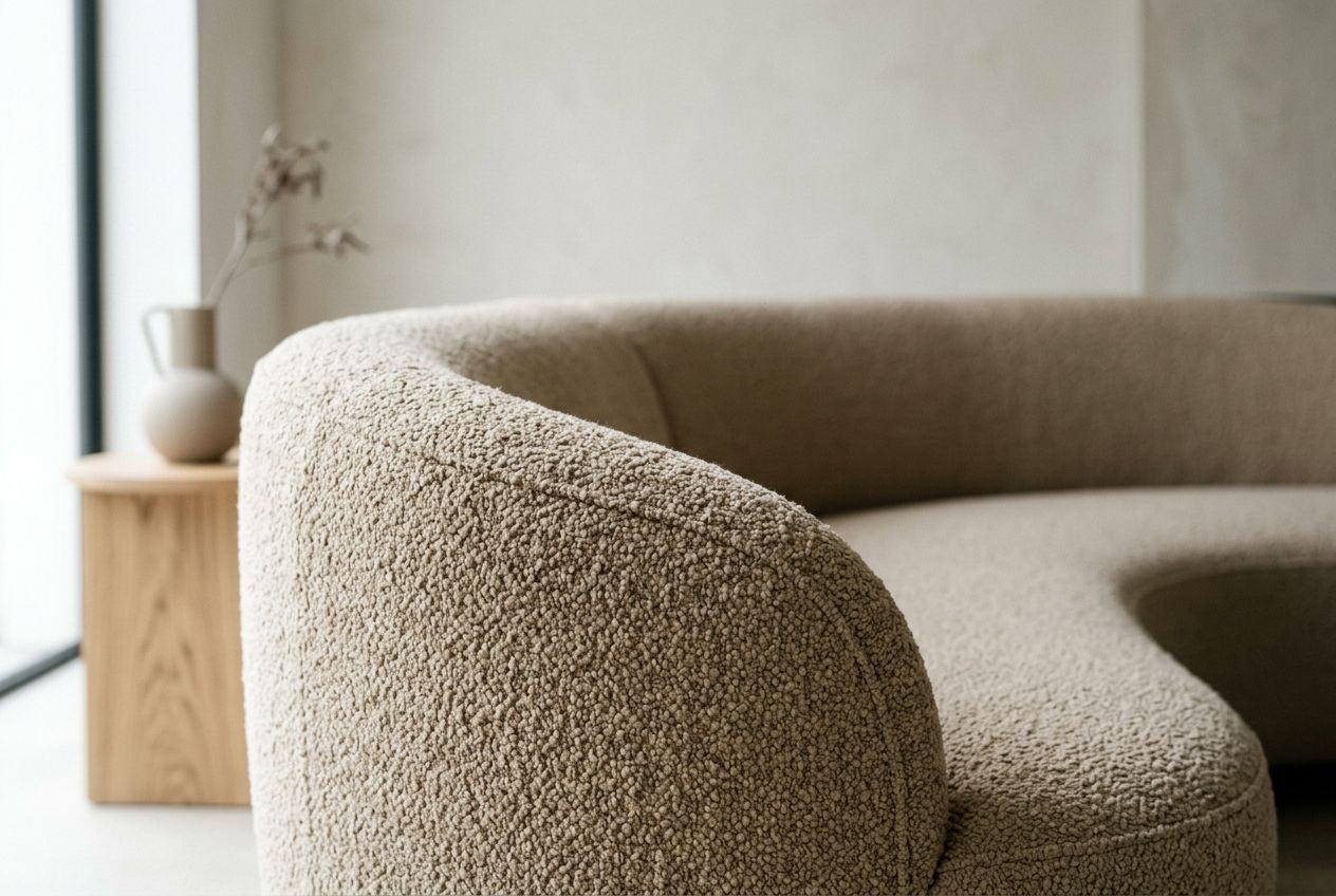 Sand bouclé upholstery