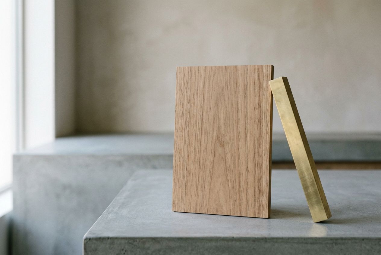 Spotted gum veneer and brushed brass