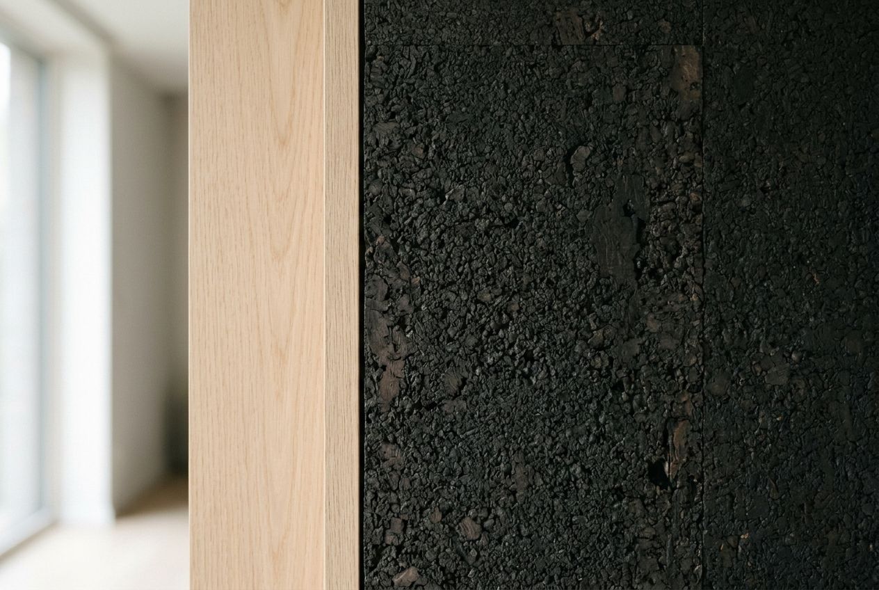 Cork panel beside pale oak
