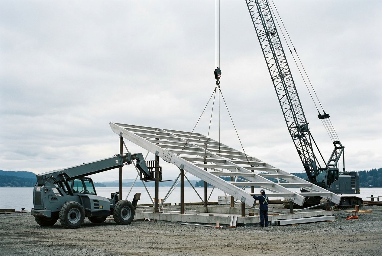 Venue frame being raised on site