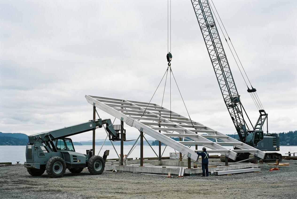 Venue frame being raised on site