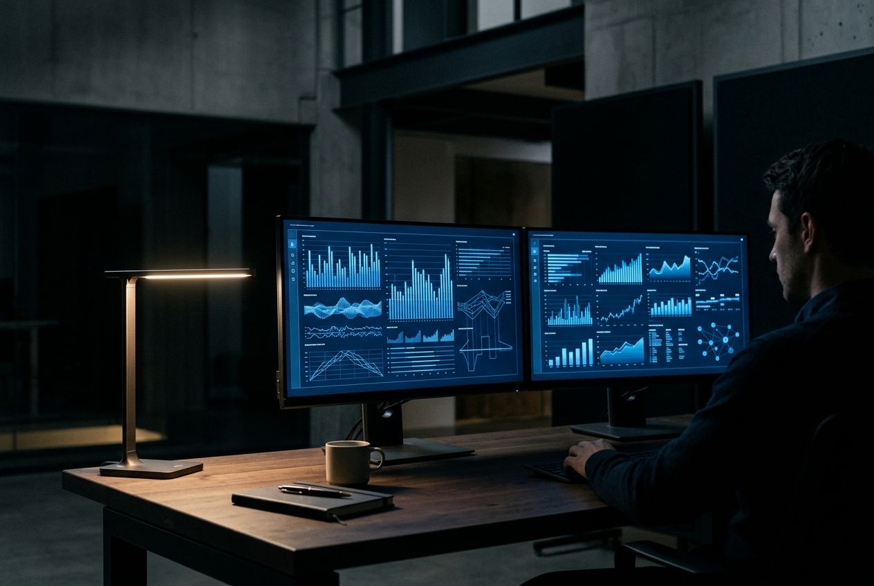 Monitors with abstract dashboards
