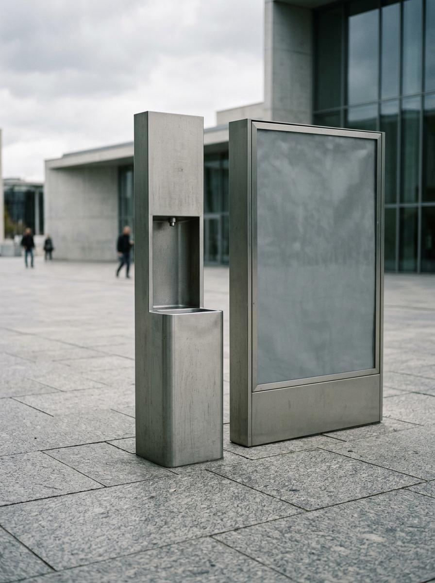 Water refill station on a plaza