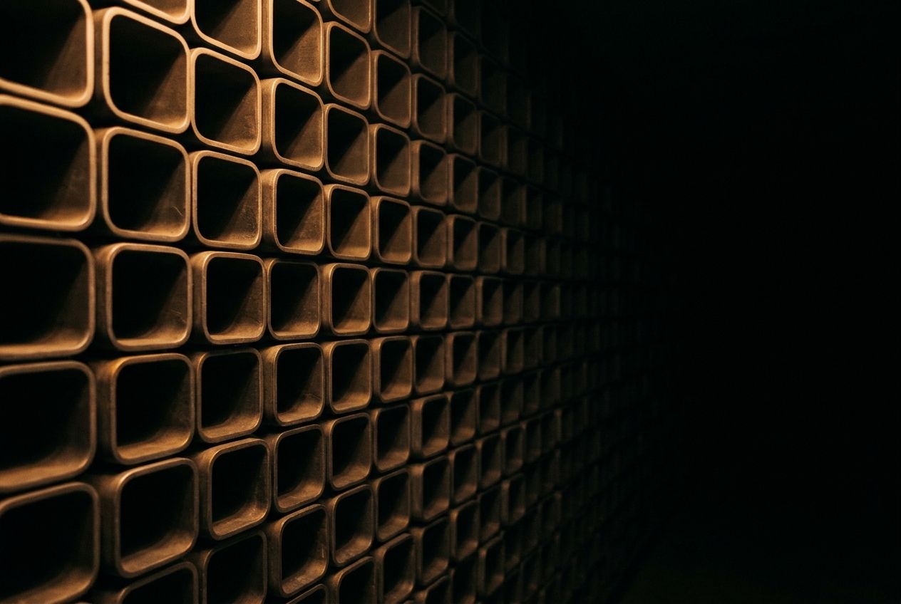 Extruded grid lit amber