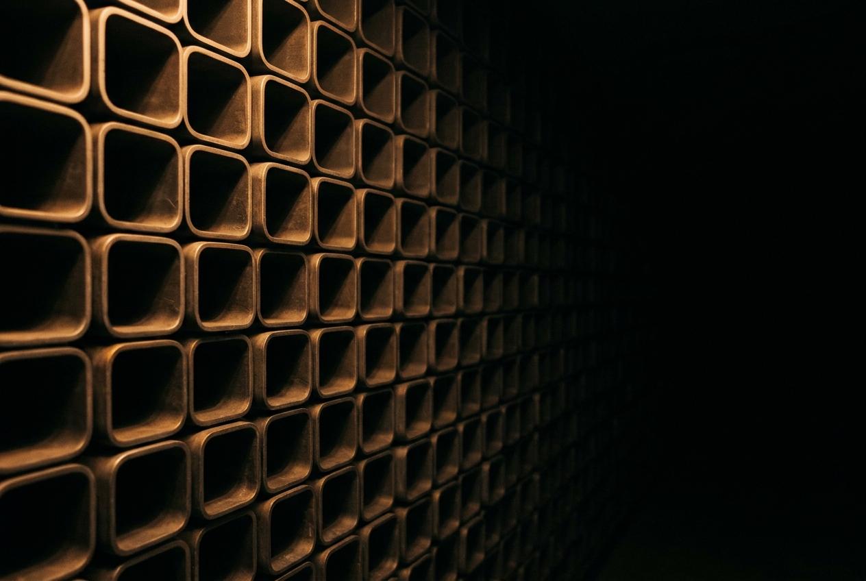 Extruded grid lit amber