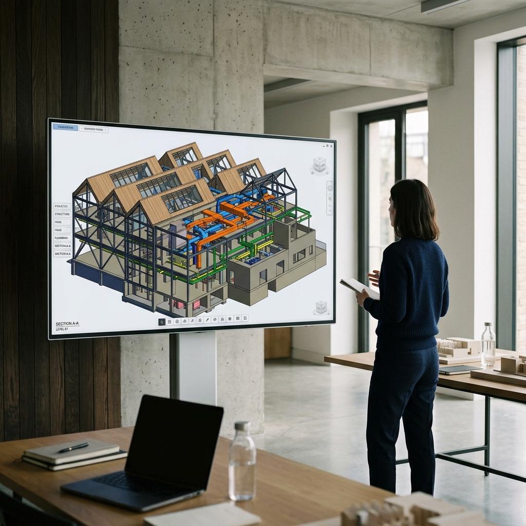 Federated building model on a studio screen