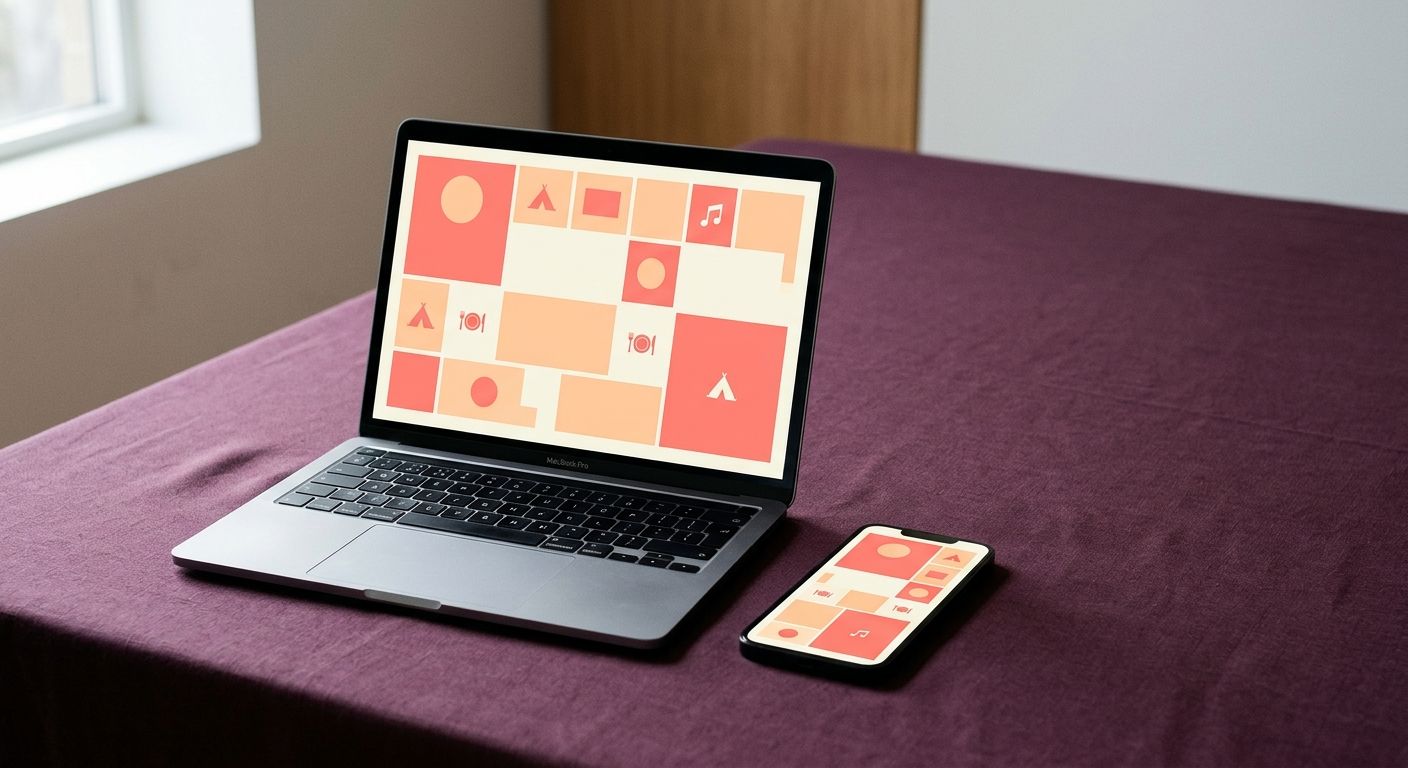 Festival site on a laptop and phone