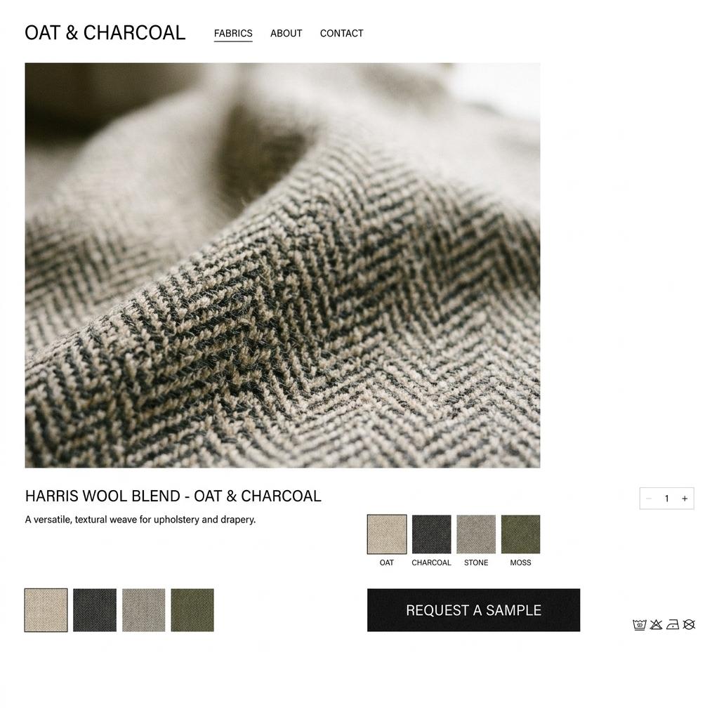 Textile product page design