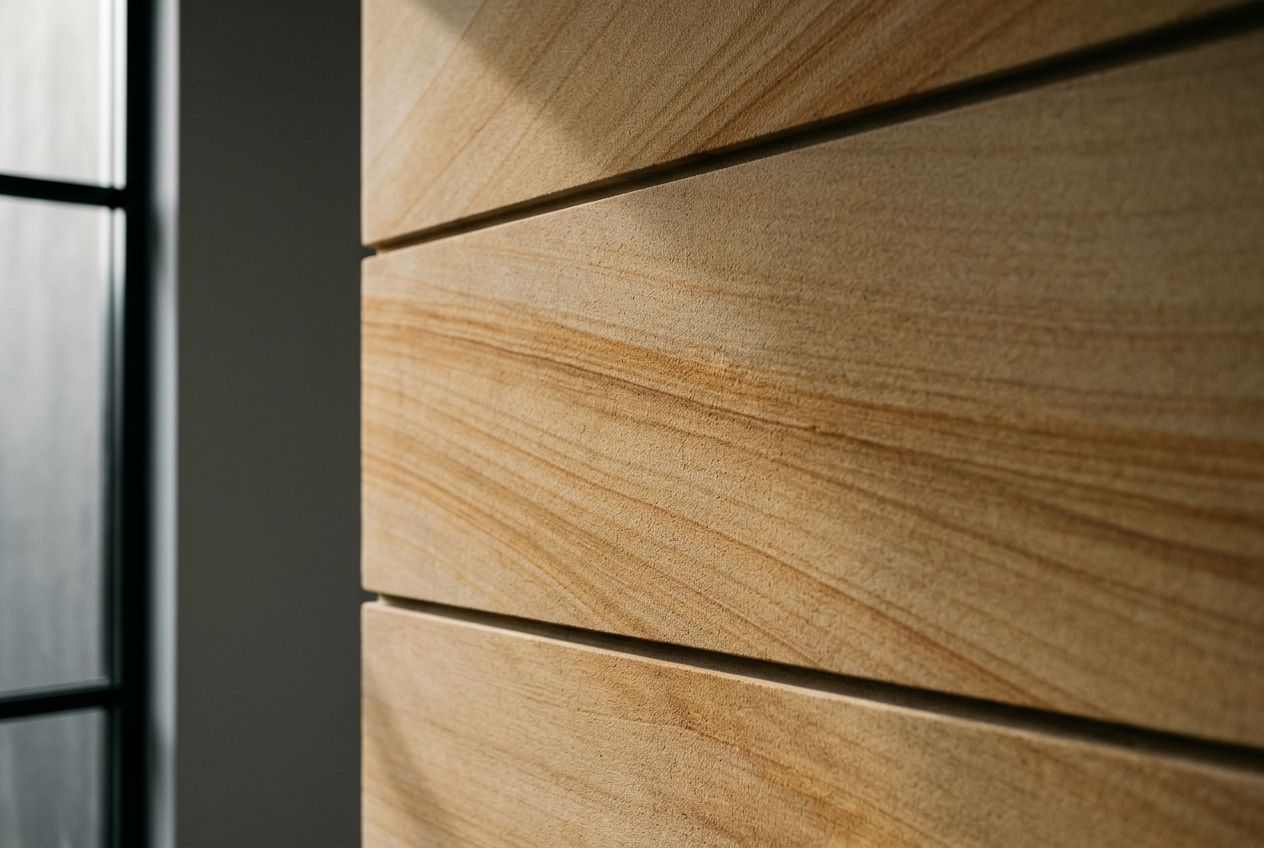 Honed sandstone with ochre banding