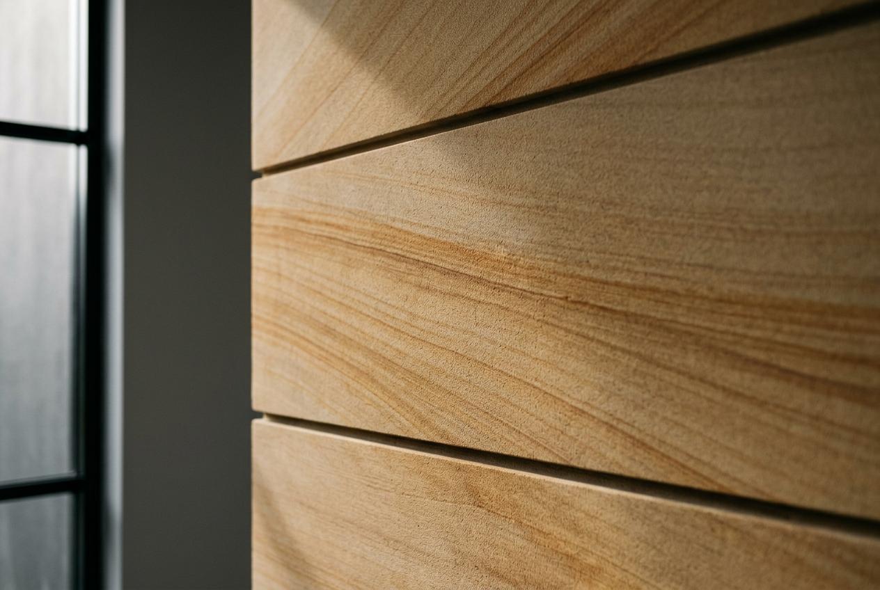 Honed sandstone with ochre banding