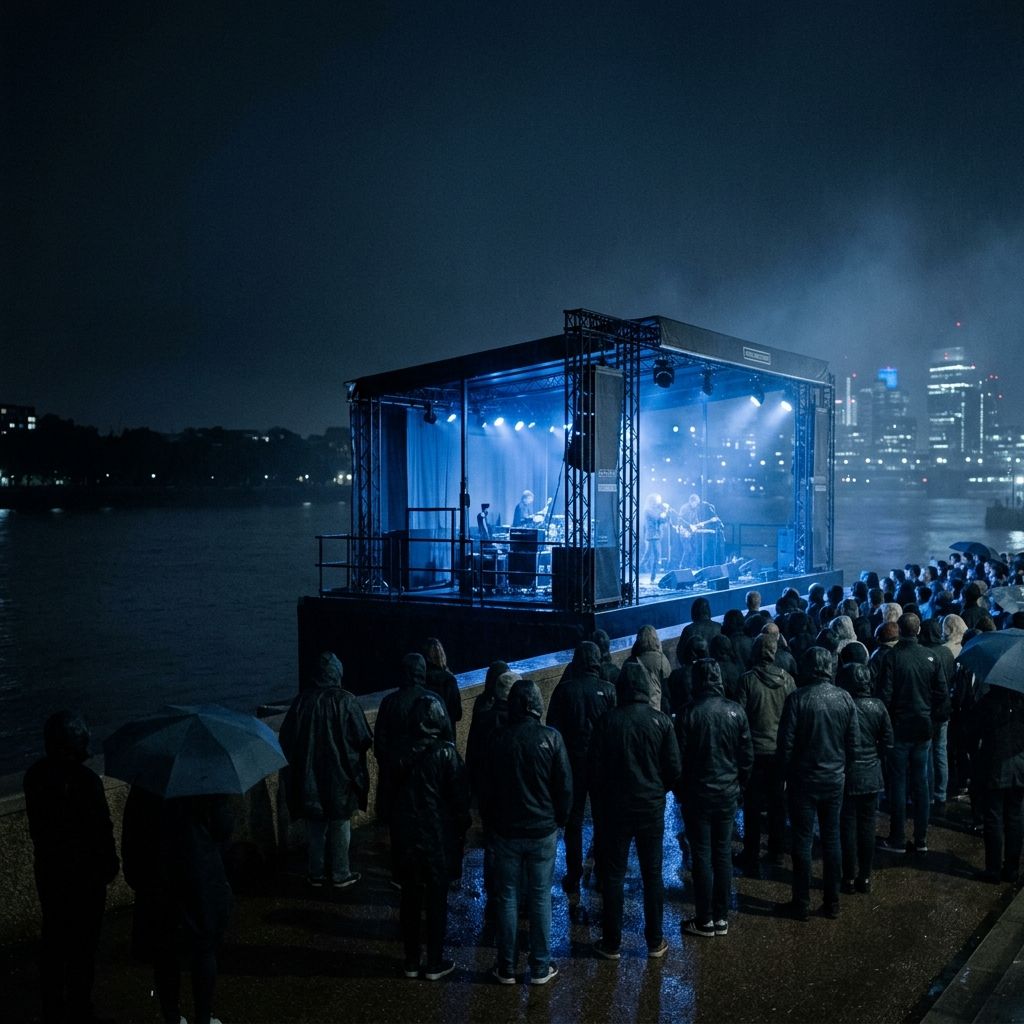 Riverside stage at night