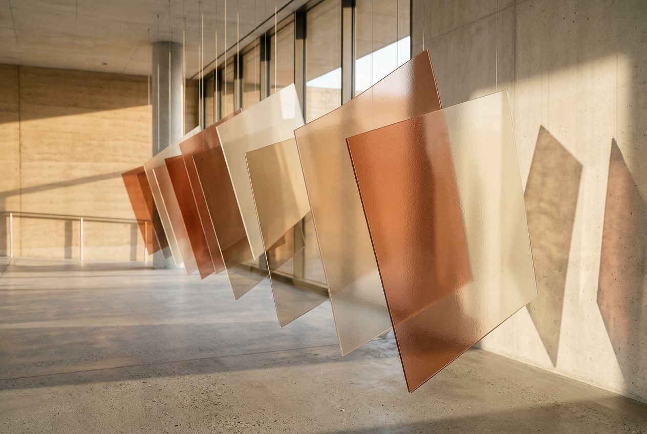 Terracotta and ivory panels in perspective