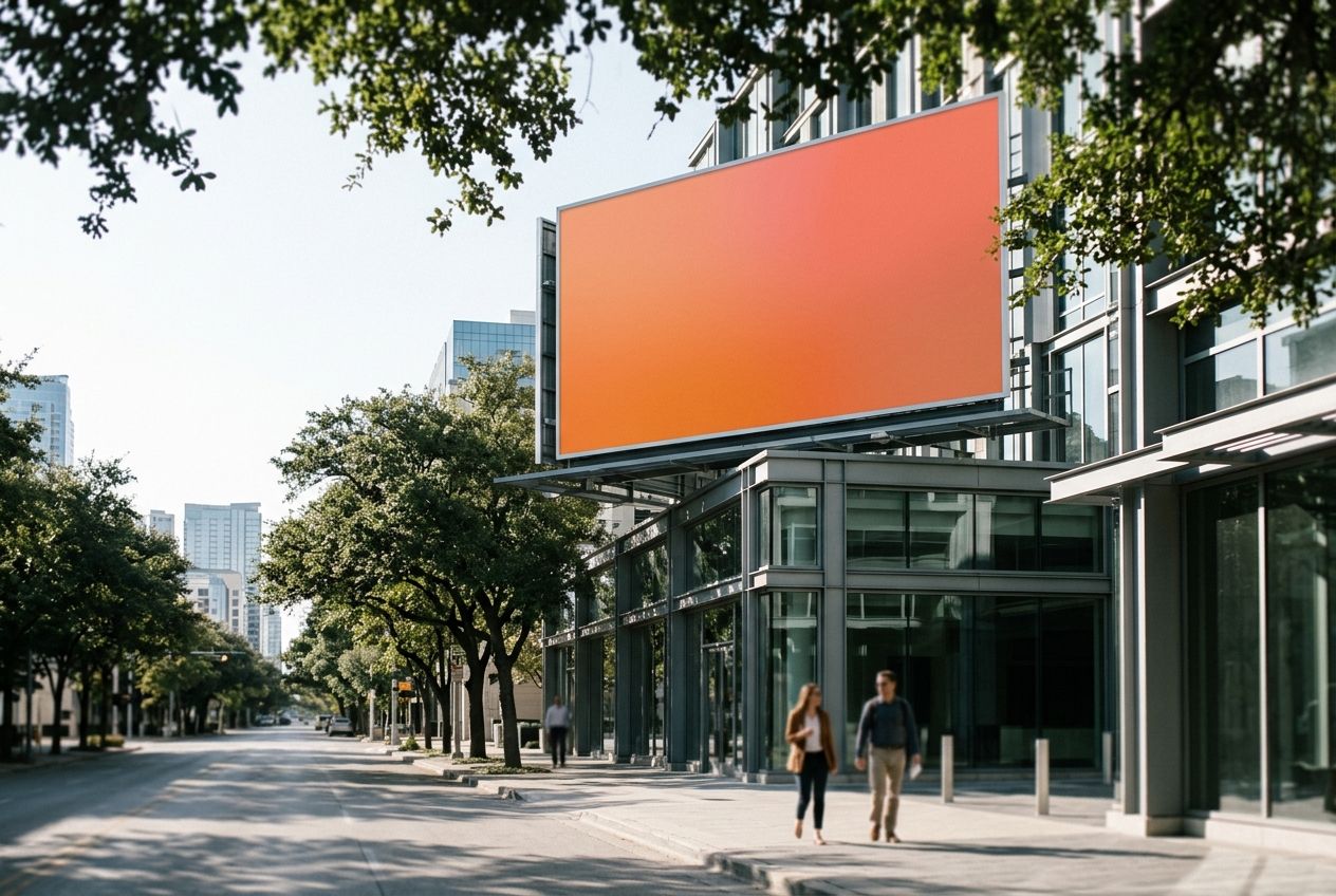 Blank billboard on a sunlit street