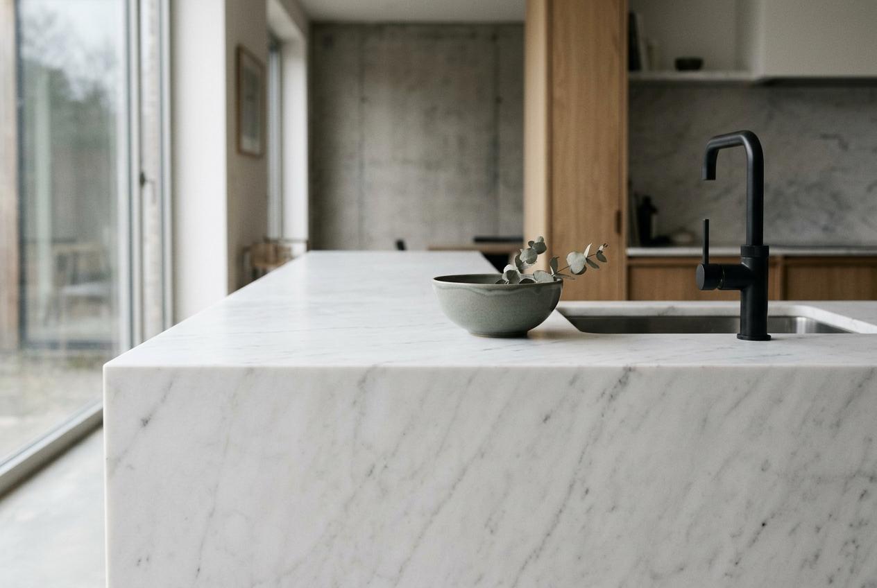 Estremoz marble worktop edge