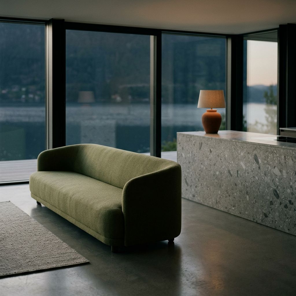 Penthouse living room at dusk