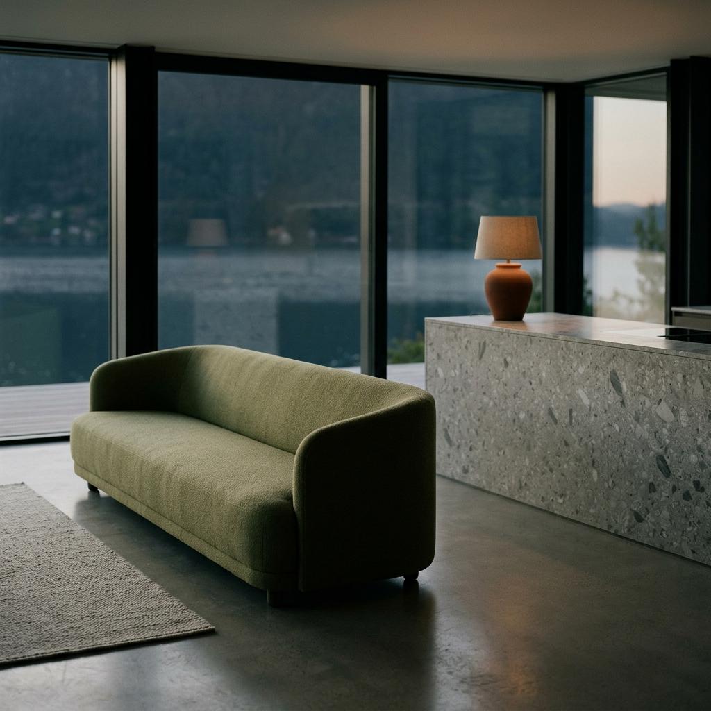 Penthouse living room at dusk