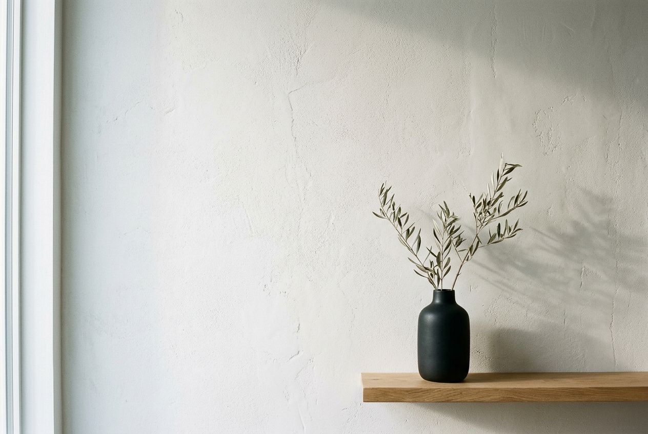Limewashed plaster wall